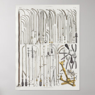Poster Instruments Médicales chirurgicaux Anatomie Vintag