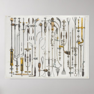 Poster Instruments Médicales chirurgicaux Anatomie Vintag