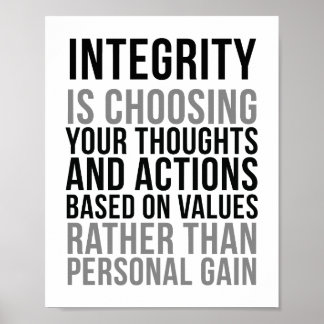 Poster Integrity Is Choosing Your Thoughts And Actions