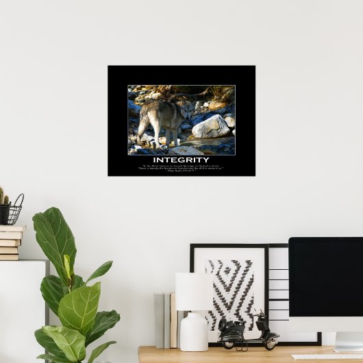 Poster INTEGRITY Motivational Grey Wolf Art Imprimer (Bureau à domicile)