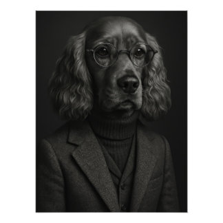Poster Intellectual Cocker Spaniel in Glasses & Tweed