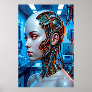 Poster Intelligence Artificielle Cool Blue Sci-Fi