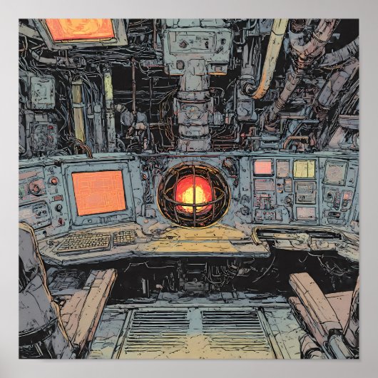 Poster Intense Dystopian Art: Burning Core Sci-Fi (Devant)