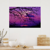 Poster Intense et Vive - Paysage du coucher de soleil vio (Cuisine)