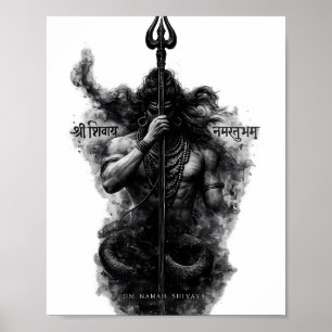 Poster Intense Seigneur Shiva Trishul Om Namah Shivaya Ar