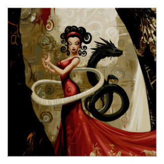 Poster Intention manifeste Witchy AI Art Semi-brillant