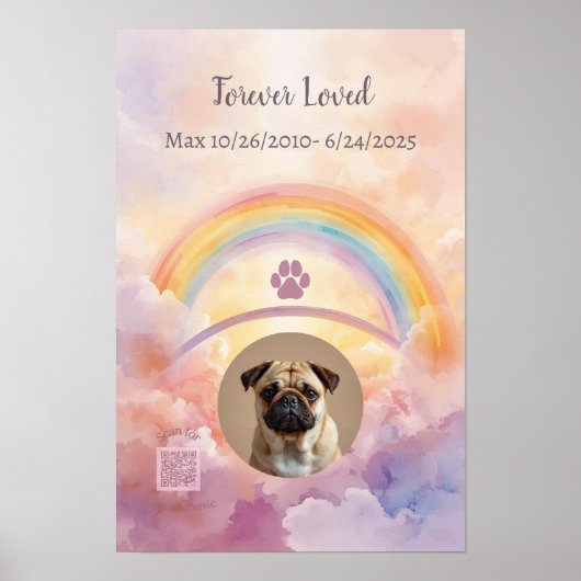 Poster  Interactive Pet Memorial Gift | QR Code Playlist (Devant)