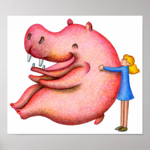 Poster Interagir avec des hippopotames.