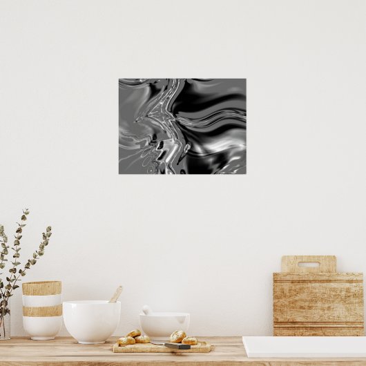 Poster Interconnecté - noir et blanc (Cuisine)