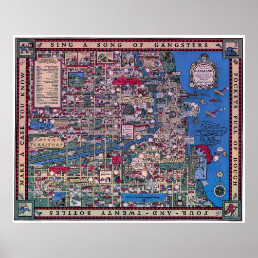 POSTER INTERDICTION DE CHICAGO PAYS DE GANGLAND MAP 1931 (Devant)