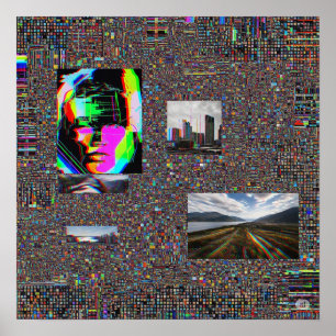 Poster Interférence numérique Glitch Art Abstrait