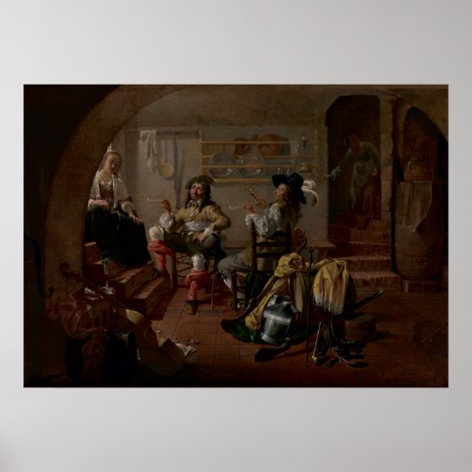 Poster Intérieur avec soldats et femmes (Devant)