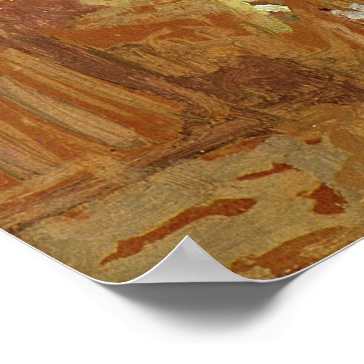 Poster Intérieur avec une femme en jaune devant (Coin)