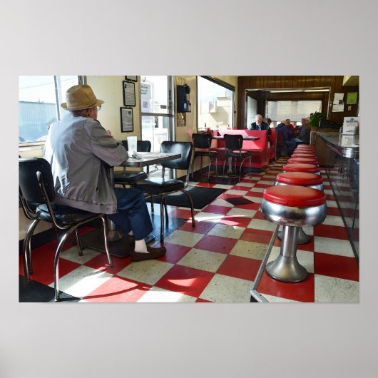 Poster Intérieur de diner rétro (Devant)