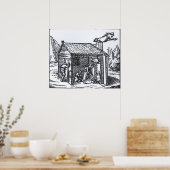 Poster Intérieur de la maison d'une sorcière, 1579 (Cuisine)