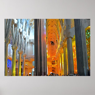 Poster Intérieur de la Sagrada Familia Barcelone Art Mura