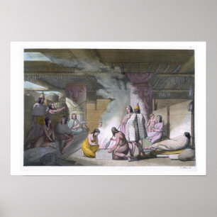 Poster Intérieur de la tribu Nootka cabine, de 'Le Costum