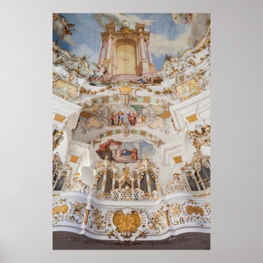 Poster Intérieur de l'église de Wieskirche (Devant)