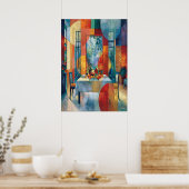 Poster Intérieur de salle à manger cubiste (Cuisine)