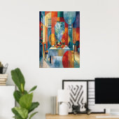 Poster Intérieur de salle à manger cubiste (Bureau à domicile)