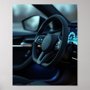 Poster Intérieur de voiture de luxe moderne avec éclairag