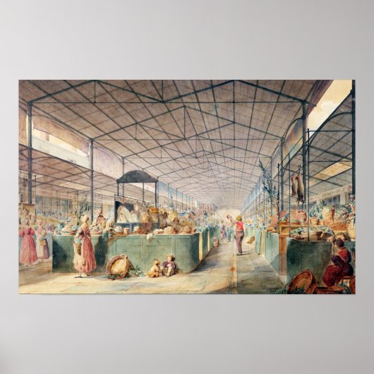 Poster Intérieur des Halles, 1835 (Devant)