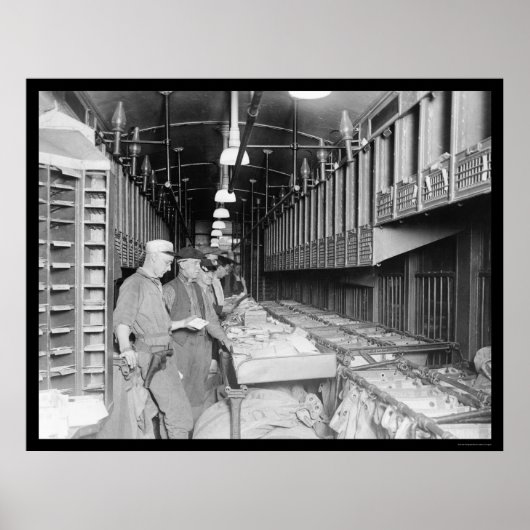 Poster Intérieur d'un train de courrier 1910 (Devant)