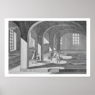Poster Intérieur d'une usine de savon, illustration pour 