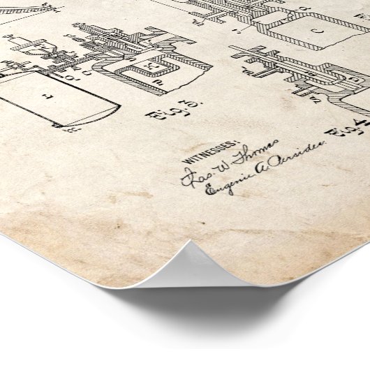 Poster Internal Combustion Engine Patent - Old Look (Coin)
