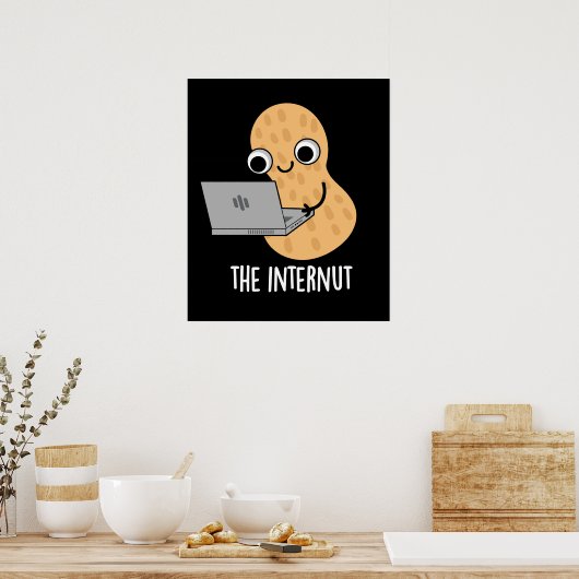 Poster Internut Funny Internet Peanut Pun Dark BG (Cuisine)