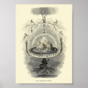 Poster Interprétation vintage de l'illustration mondiale