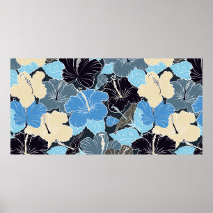 Poster Intersecter courbe élégant flux d'hibiscus stylisé