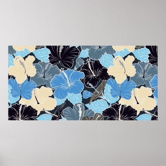 Poster Intersecter courbe élégant flux d'hibiscus stylisé (Devant)