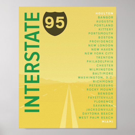 Poster Interstate 95 (I-95) (Jaune) (Devant)