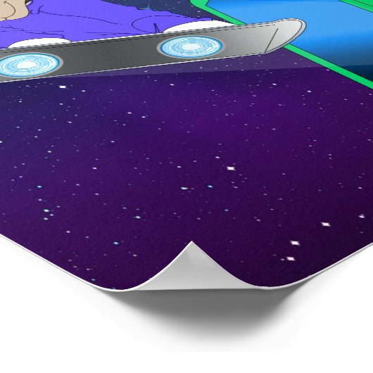 Poster Interstellar Pup sur un Surf board (Coin)