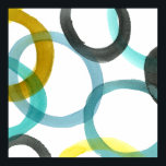 Poster Interverrouillage des cercles jaunes et bleus<br><div class="desc">Une simple impression de cercles jaunes et bleus imbriqués par Megan Meagher. L'arrière - plan blanc laisse apparaître les couleurs des cercles. Achetez le vôtre aujourd'hui !</div>