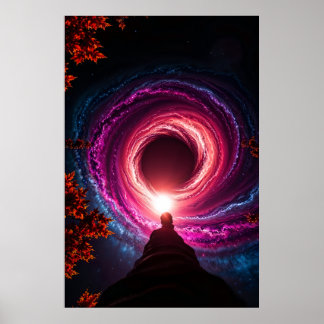 Poster "Into the Abyss — Neon Black Hole Galaxy" Premium 