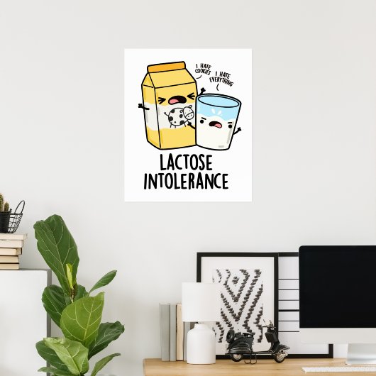 Poster Intolérance au lactose Funny Milk Pun (Bureau à domicile)