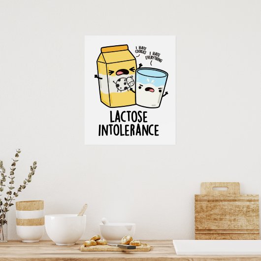 Poster Intolérance au lactose Funny Milk Pun (Cuisine)