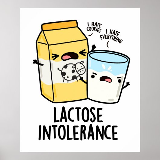 Poster Intolérance au lactose Funny Milk Pun (Devant)