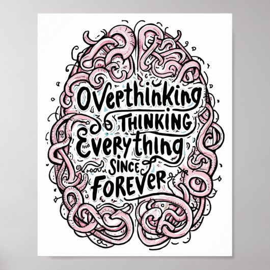 Poster Intricate Abstract Overthinker Typography (Devant)