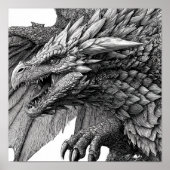 Poster Intricate Fantasy Illustration: Detailed Dragon (Devant)
