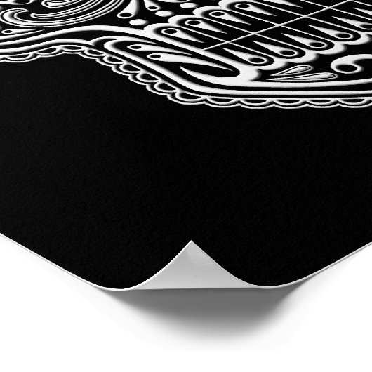 Poster Intricate White Sugar Skull on Black (Coin)