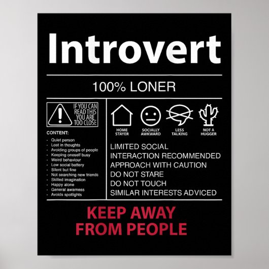 Poster Introvert 100% Loner Garder loin des gens - Intro (Devant)
