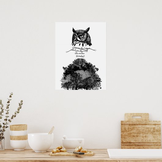 Poster Introvert Empath Owl sagesse illustré citation d'e (Cuisine)