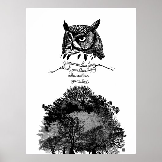 Poster Introvert Empath Owl sagesse illustré citation d'e (Devant)