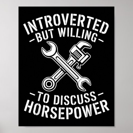 Poster Introvert Horsepower Cote Humour mécanique de clé (Devant)