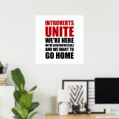 Poster Introverties Unite (Bureau à domicile)