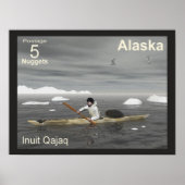 Poster Inuit Kayak - Postage en Alaska (Devant)
