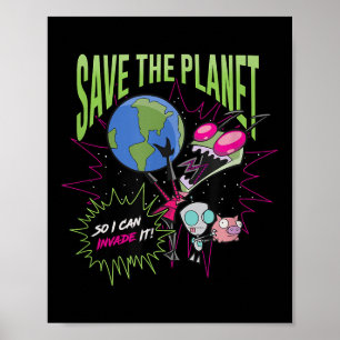 Poster Invader Zim Jour des terres Sauvez La Planète Pour